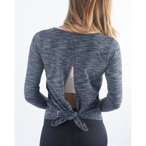 ZYIA Active Long Sleeve Split Back Top Size Small Heathered Gray - Picture 1 of 8